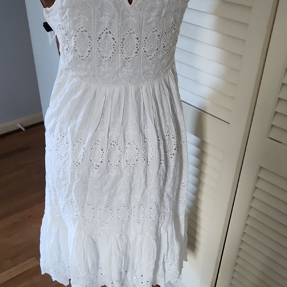 Anthropologie Maeve Tiered Eyelet Midi Sundress  with Halter Neckline - Picture 9 of 11